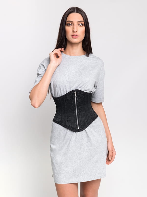 KRÓTKI CZARNY GORSET WYSZCZUPLAJĄCY MODELUJĄCY GORSETY-PL.PL WYSZCZUPLAJĄCY TALIĘ DO KOSZULI