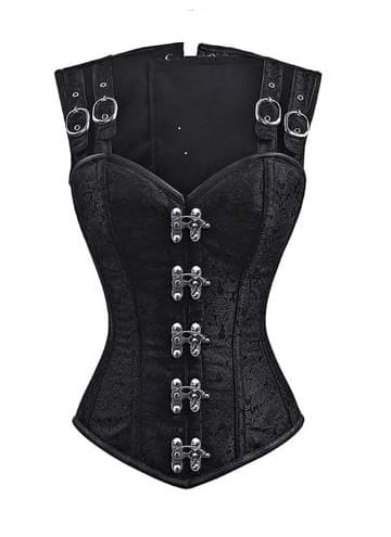 czarny gorset z bryklami