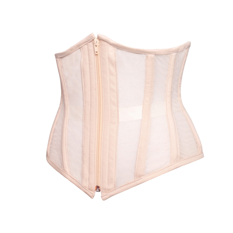 beżowy gorset pod ubranie BEŻOWY SIATECZKOWY GORSET - ZIPP