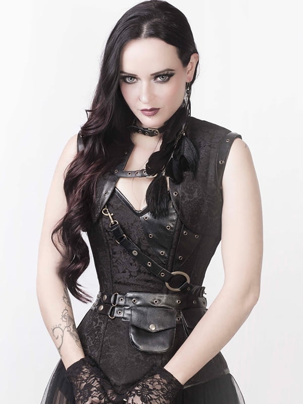 DŁUGI CZARNY GORSET WYSZCZUPLAJĄCY GORSETY-PL.PL STYLIZACJA