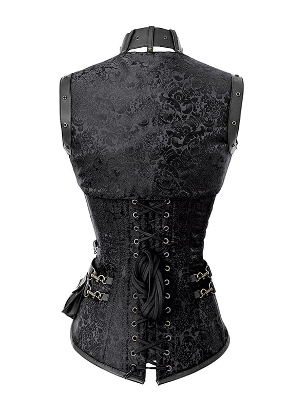 DŁUGI CZARNY GORSET WYSZCZUPLAJĄCY GORSETY-PL.PL