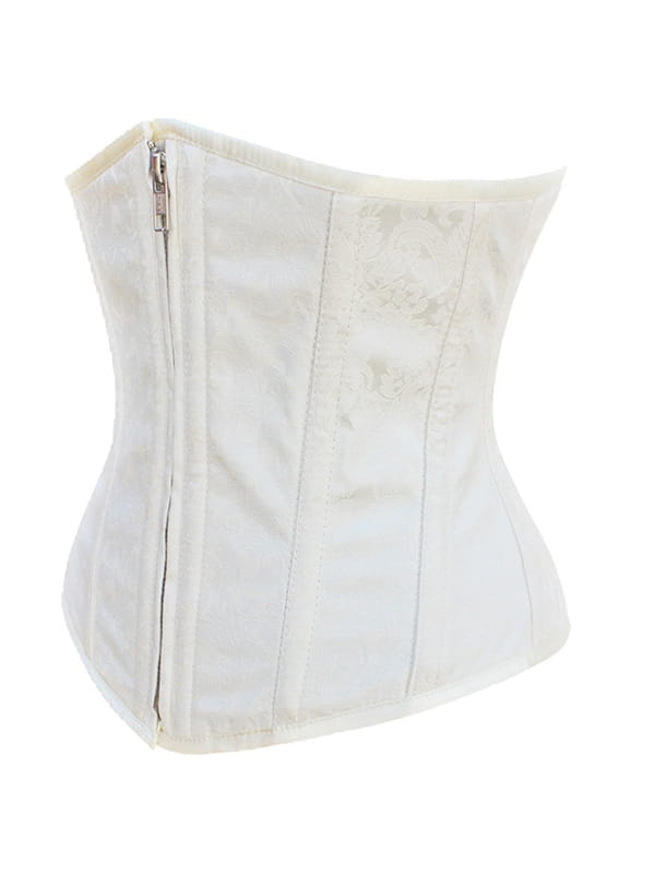 KREMOWY KRÓTKI GORSET WYSZCZUPLAJĄCY MODELUJĄCY GORSETY-PL.PL PODKREŚLAJĄCY TALIĘ  WIĄZANY