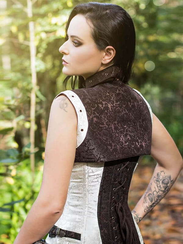 KREMOWO - BRĄZOWY TEATRALNY GORSET WYSZCZUPLAJĄCY  MODELUJĄCY GORSETY-PL.PL