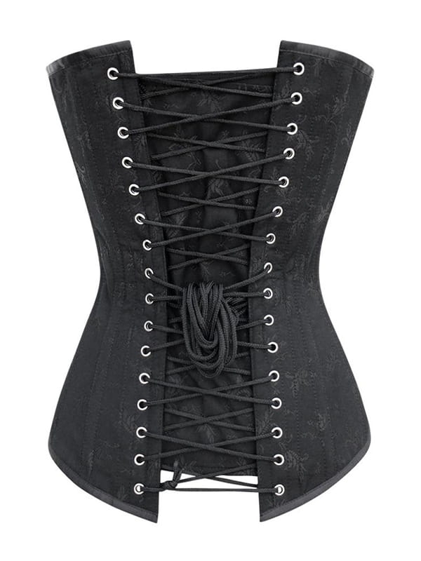 CZARNY DŁUGI GORSET WYSZCZUPLAJĄCY  MODELUJĄCY GORSETY-PL.PL WIĄZANY