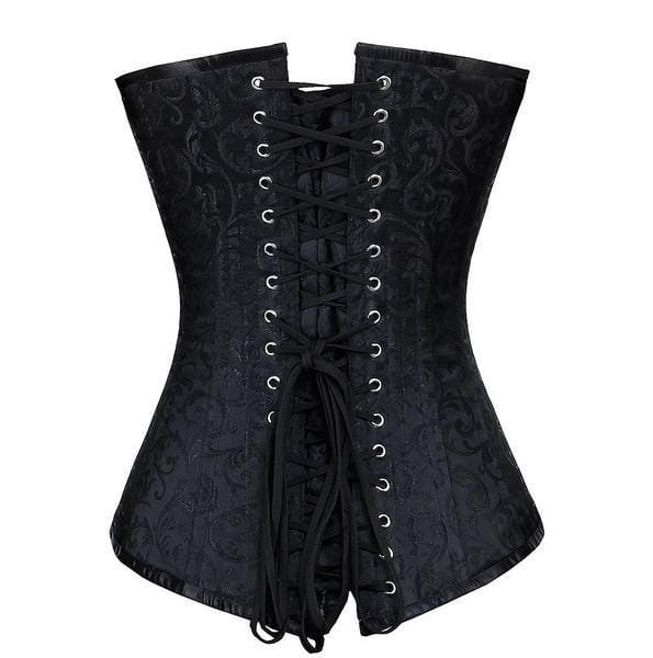 DŁUGI CZARNY GORSET WE WZOREK