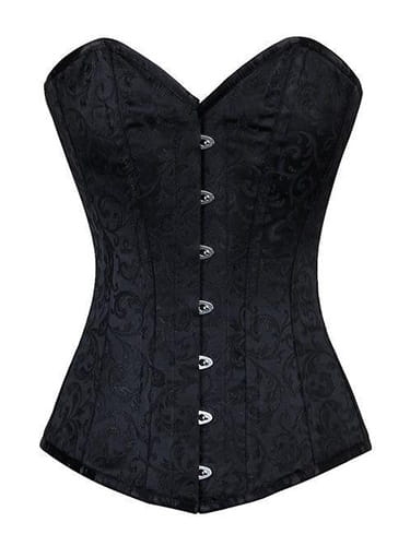 DŁUGI CZARNY GORSET WE WZOREK