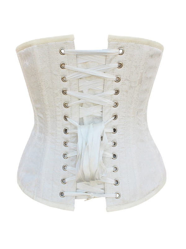 KREMOWY KRÓTKI GORSET WYSZCZUPLAJĄCY MODELUJĄCY GORSETY-PL.PL PODKREŚLAJĄCY TALIĘ  WIĄZANY